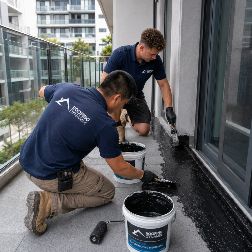 Roof Repair for Storm and Wind Damage Sydney technician repairing storm-damaged flashing