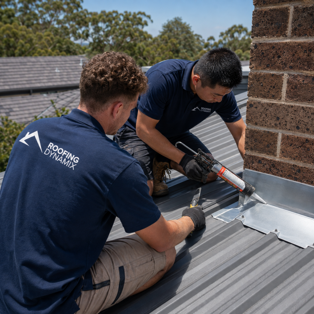 Industrial Roof Repairs Sydney professional restoring a leaking box gutter