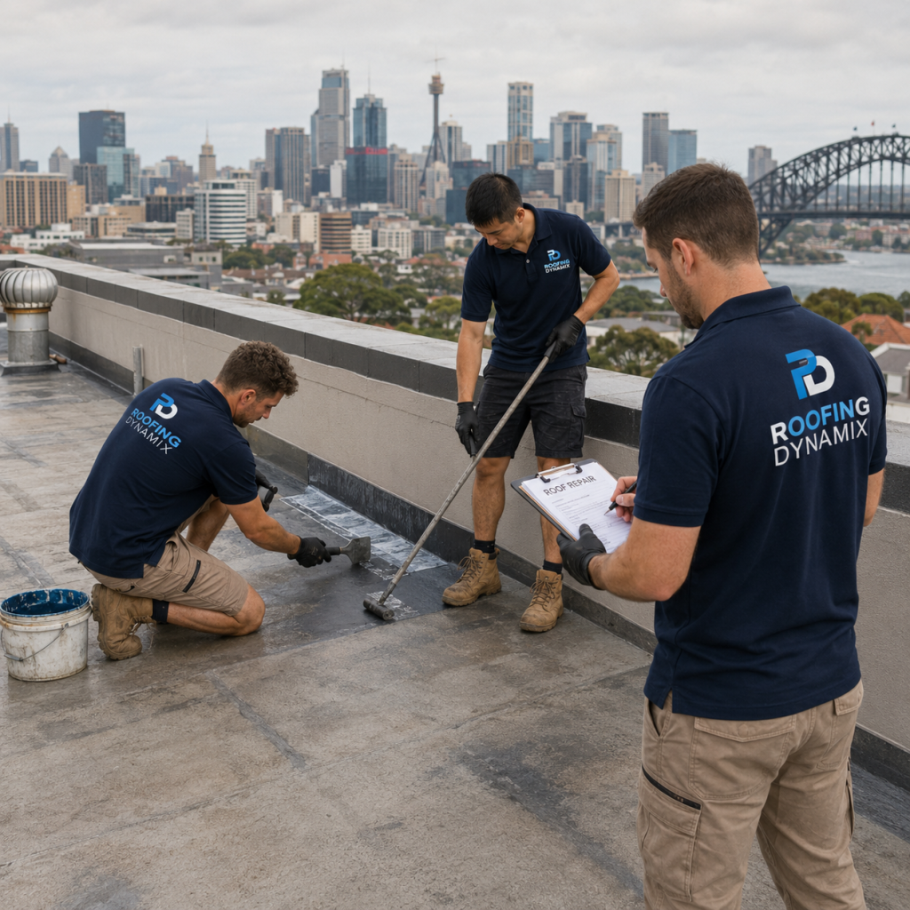Roof Maintenance Sydney specialist inspecting concrete roof tiles